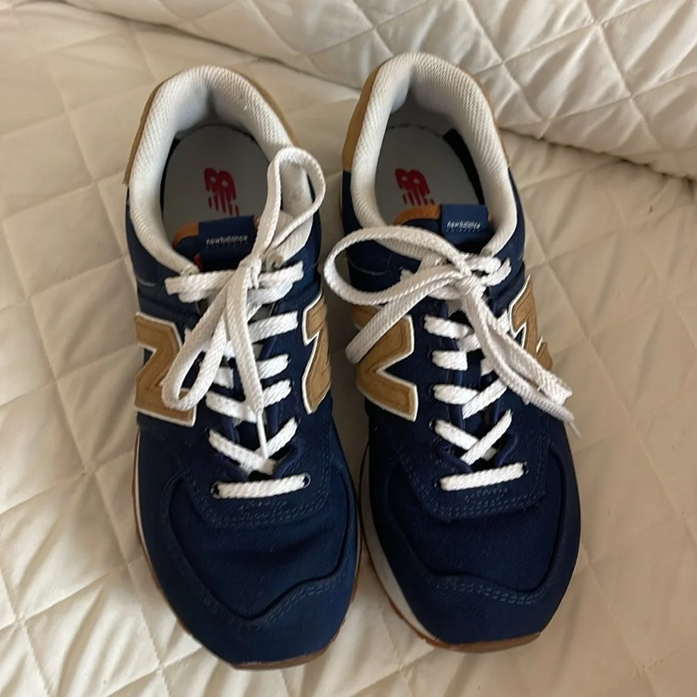 New Balance Navy and Tan Athletic Shoes - Picture 2 of 6